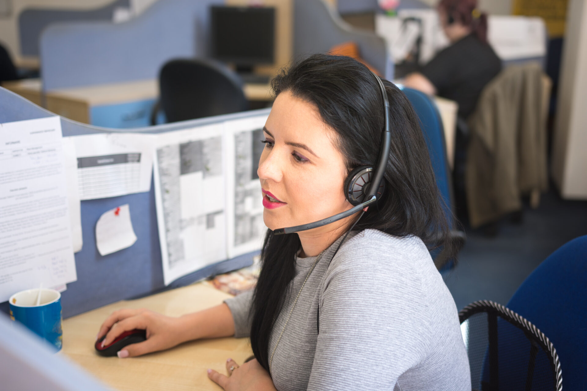 Customer service worker taking a call